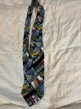 Nicole Milker vintage 1998 Novelty Scenic weather pattern Silk Tie (#27)